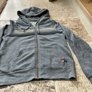 Avia Gray Zip-Up Men's Sweater with Stripes